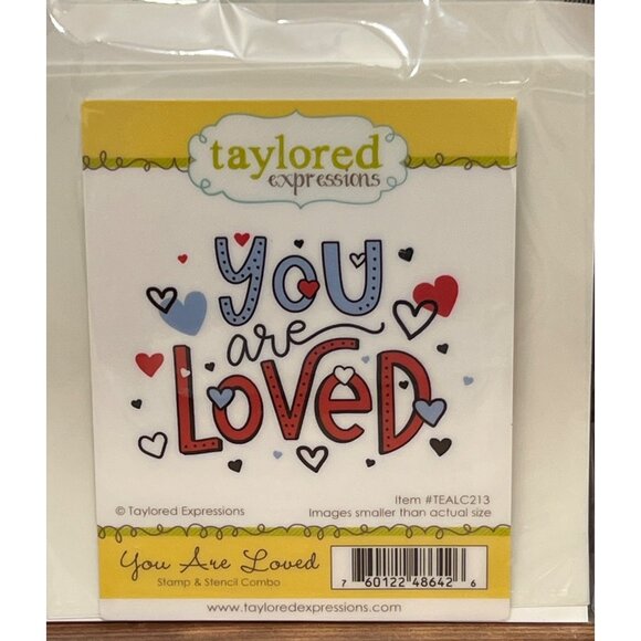 Taylored Expressions You Are Loved Stamp & Stencil Combo Set TEALC213 - Picture 2 of 3